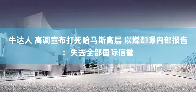 牛达人 高调宣布打死哈马斯高层 以媒却曝内部报告：失去全部国际信誉